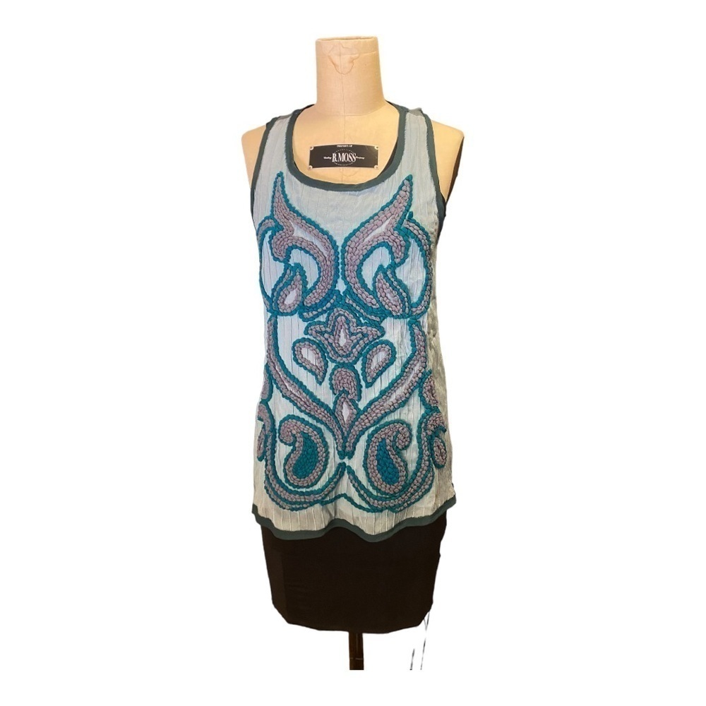 Anthropologie Dolan embroidered stitched tank top size small